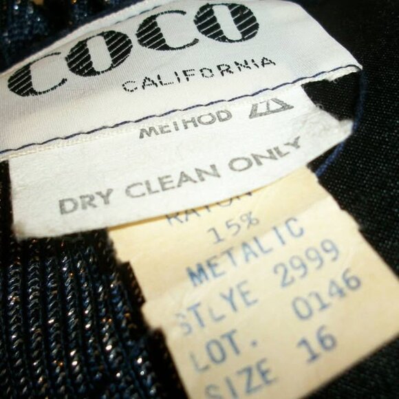 Vintage "COCO California" Evening Gown in Navy w/Silver  Size 16 - Picture 6 of 6